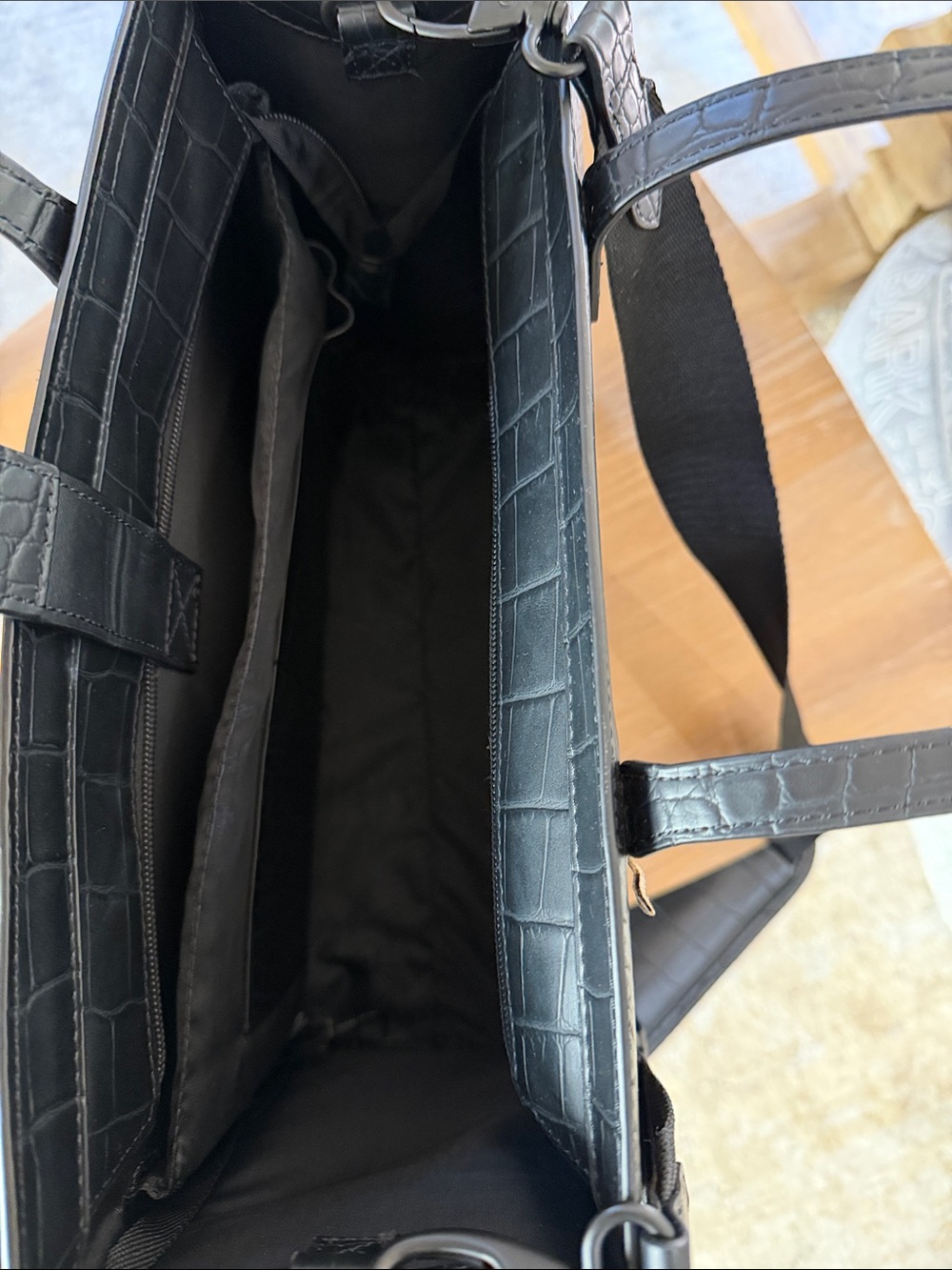 BÉIS The Work Tote in Black Croc Laptop Bag EUC Travel Bag Like New - Picture 5 of 14